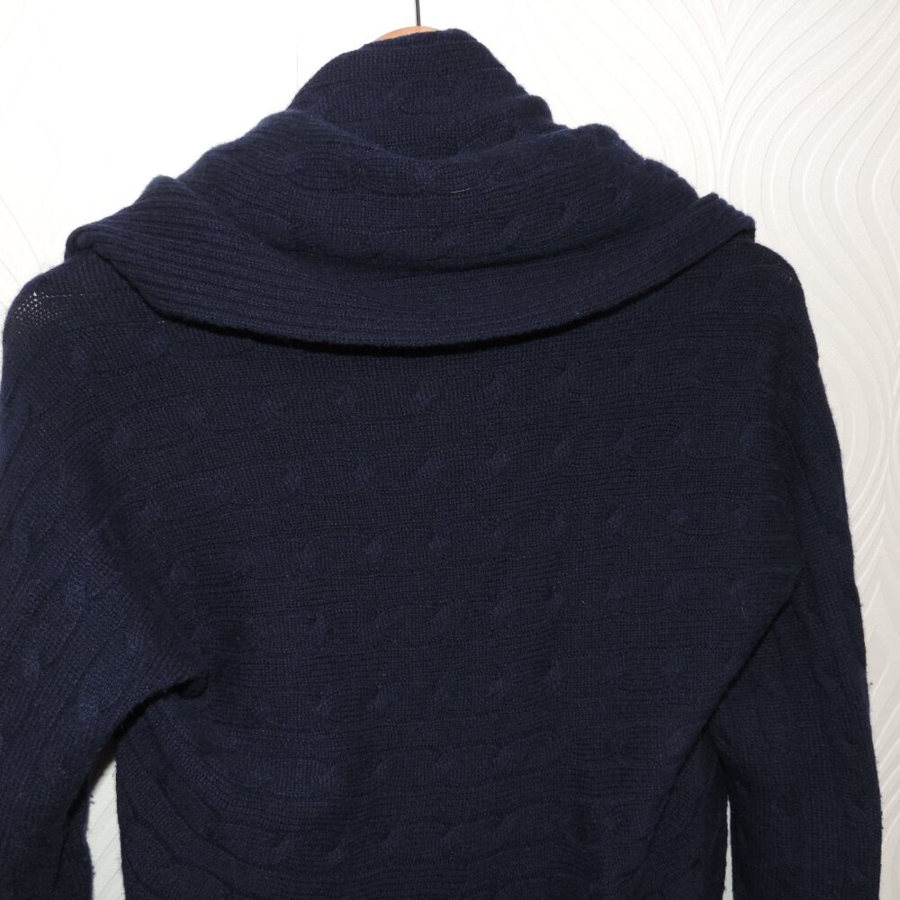 RALPH LAUREN Black Label sz M Navy Blue Cashmere Circle Sweater Cable Knit - Picture 7 of 16